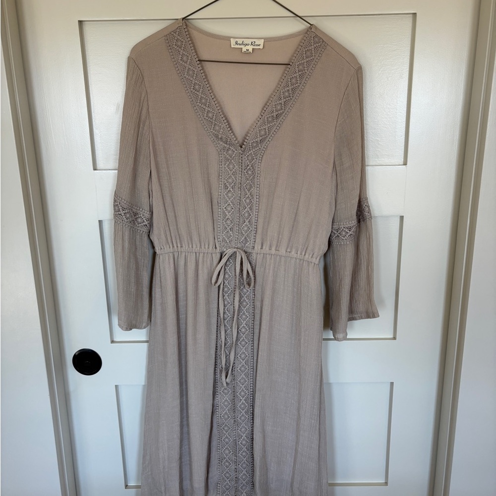 Indigo Rose Bohemian Beige Dress Size Medium